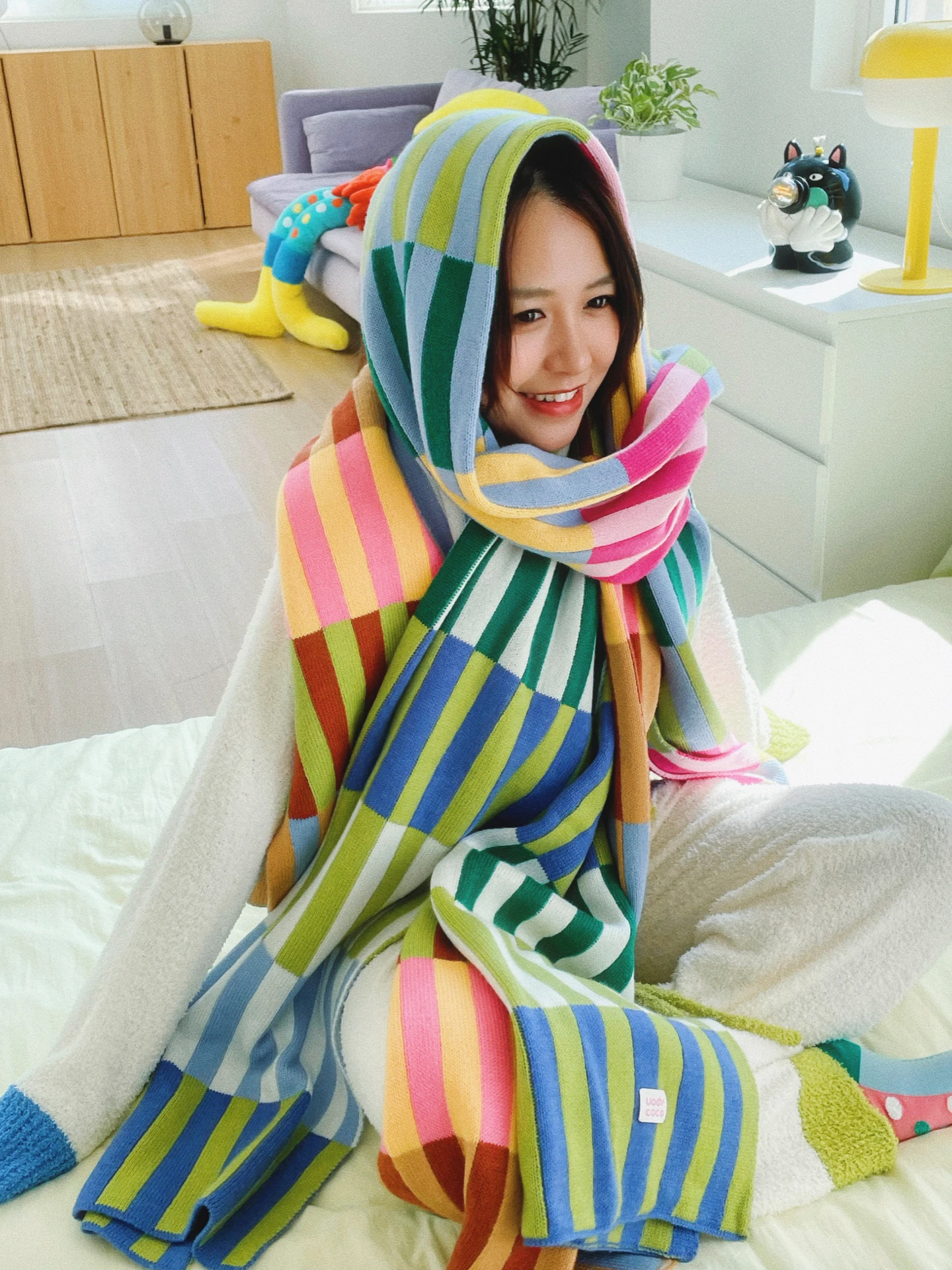 

Uody Dopaime Stripe Woolen Scarf Long Women's Soft Warm Winter Gift awl Faionable Korean Sle Thermal Newear