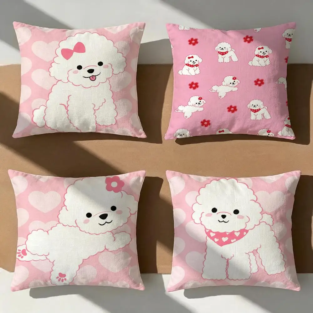 Bichon Frise Pattern Cushion Cover Pillow Cover Nordic Minimalist Throw DoubleSided Print Cushion Case for Sofa Bedroom Decor