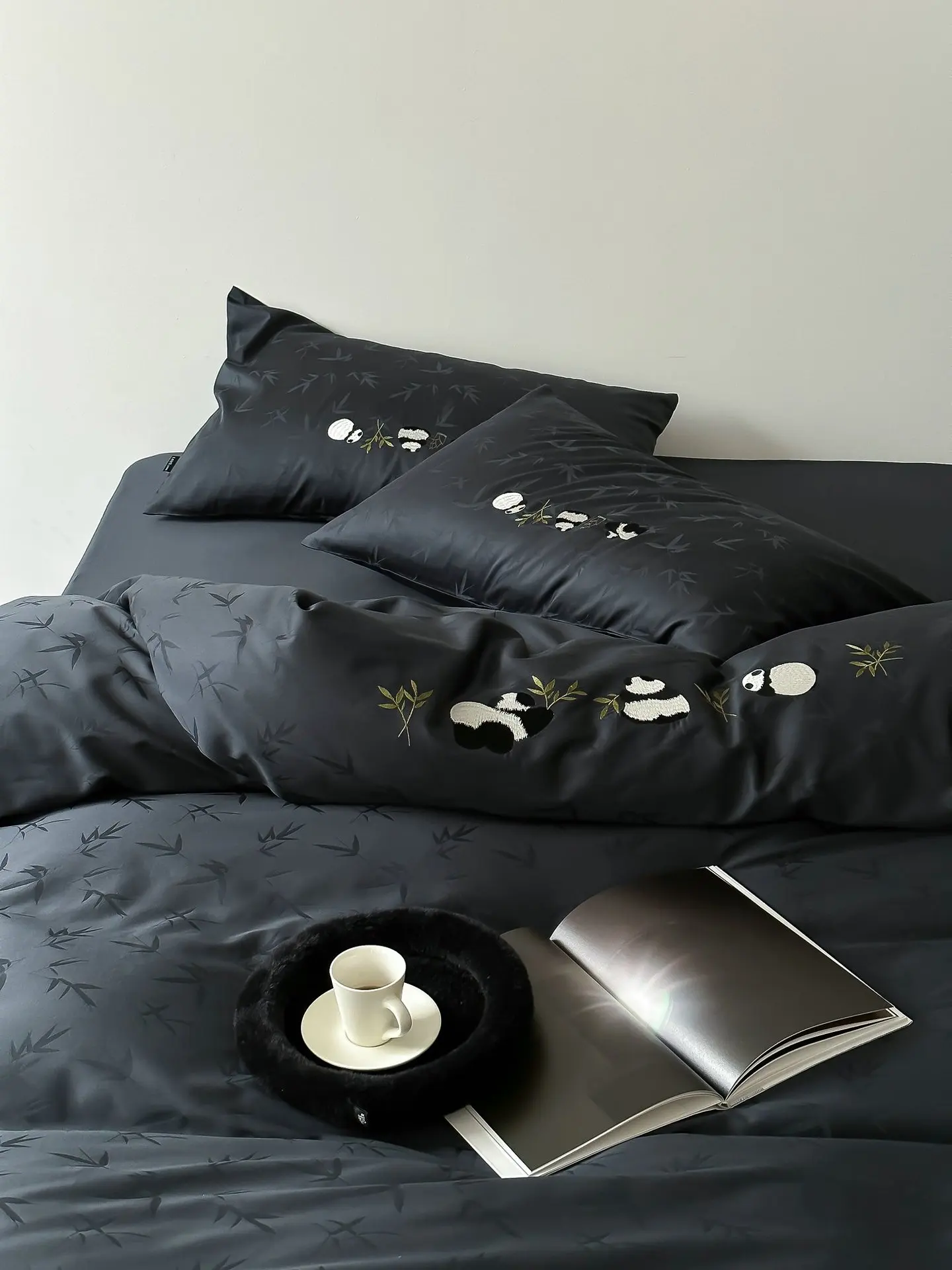 

Customizable national style bear 100 double-strand jacquard satin long-staple cotton four-piece set