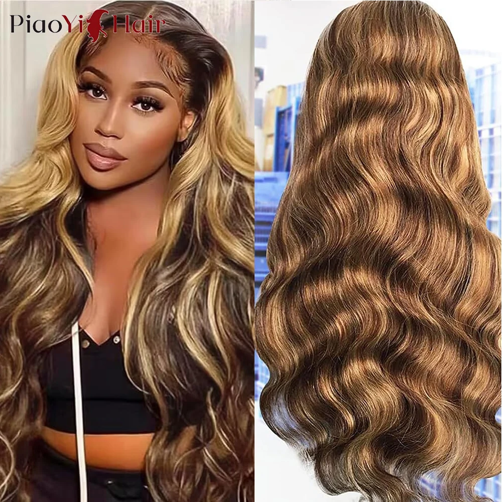 Highlight 13x4 Lace Front Body Wave Wig Brazilian Human Hair P4/27 Color Human Hair Wigs For Women Body Wave Lace Frontal Wig