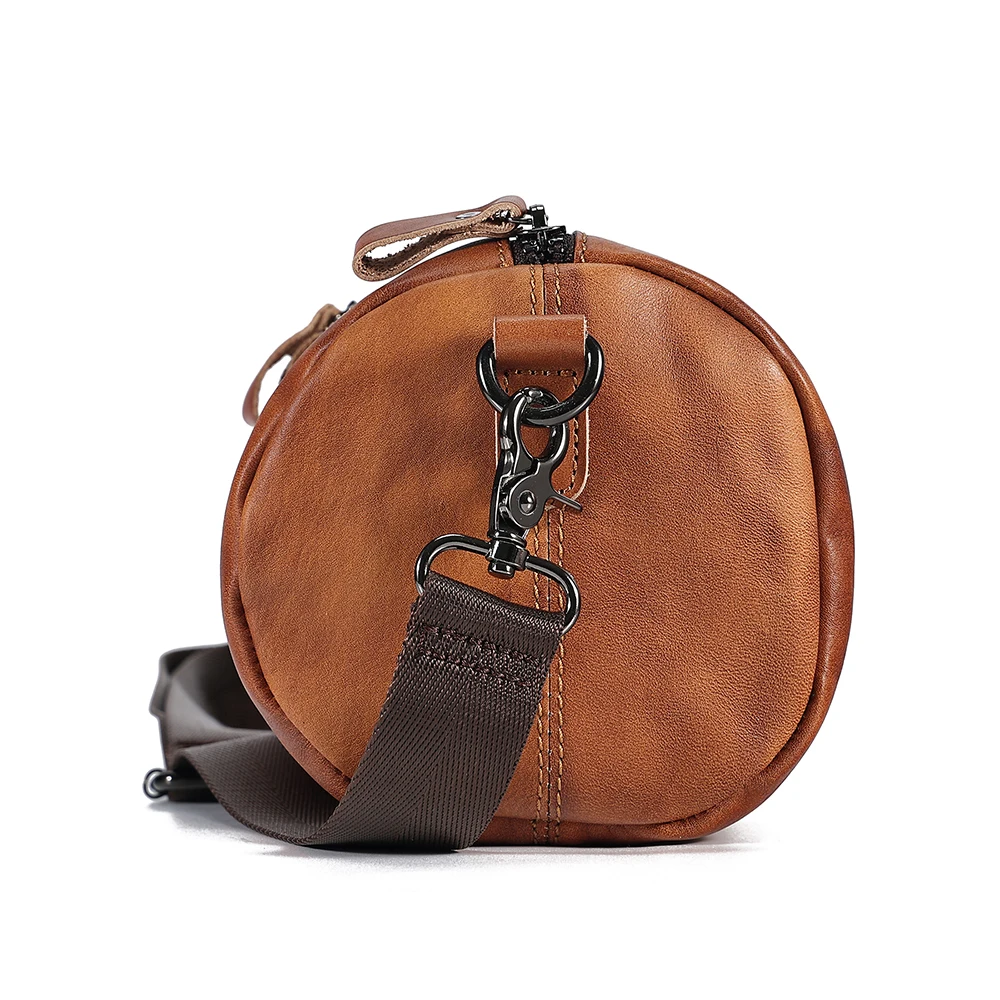 Bolsa crossbody de couro genuíno para homens, couro bronzeado vegetal, camada masculina de bandana