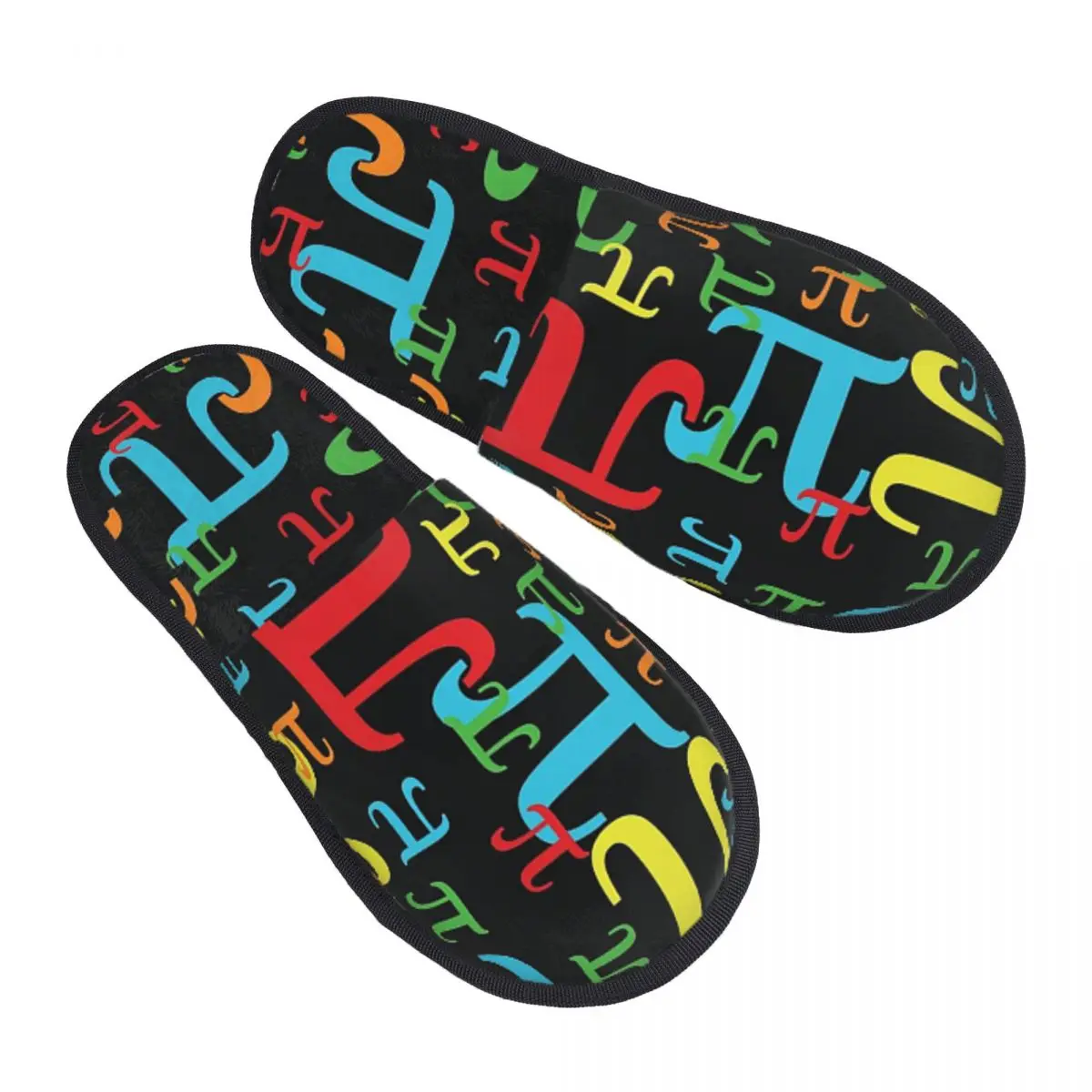Custom Pieces Of Pi (Dark Neon) Slippers Memory Foam Warm Soft Women House Slipper Bedroom Comfy Shoes
