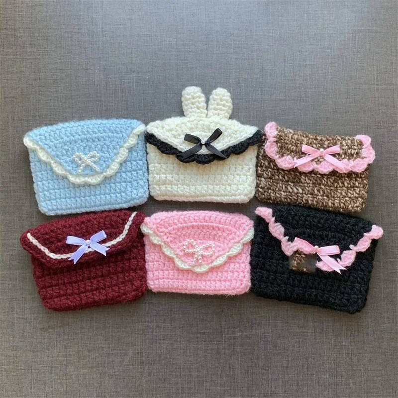 Portable Handmade Knitted Exquisite small coin wallet For women Girls birthday gifts Cute Rabbit pattern Coin Bag Convenient