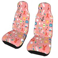 Nurse Nursing Pattern Car Seat Cover Health Care Automobiles Seat Covers for Cars SUV or Van Auto Protector Accessories 2 Pieces