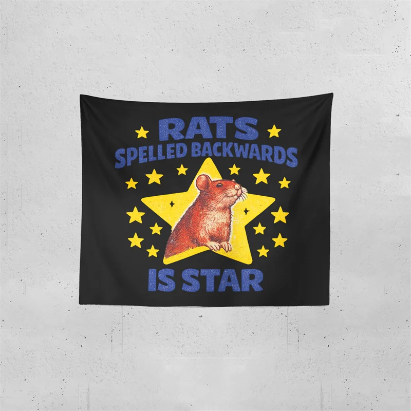 Aertemisi Rats Spelled Backwards is Star Tapestry Funny Rat Quote Wall Hanging for Bedroom Living Room College Dorm Party