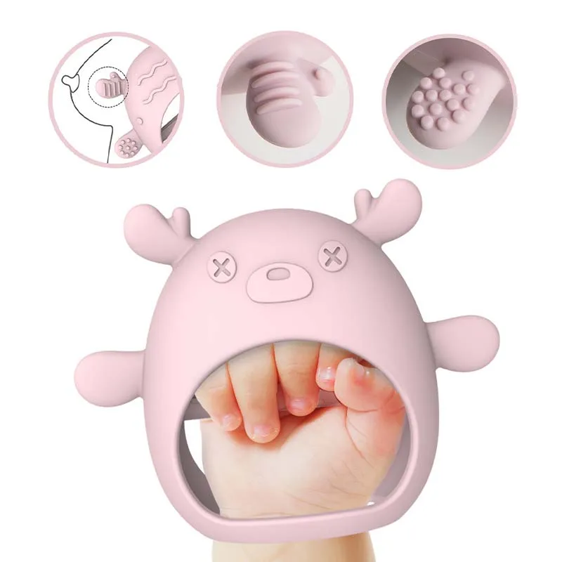 

Baby Teether Gloves Kids Cartoon Bear Teething Silicone Dental Care Gums Anti-eating Hand Molar Stick BPA Free Baby Care