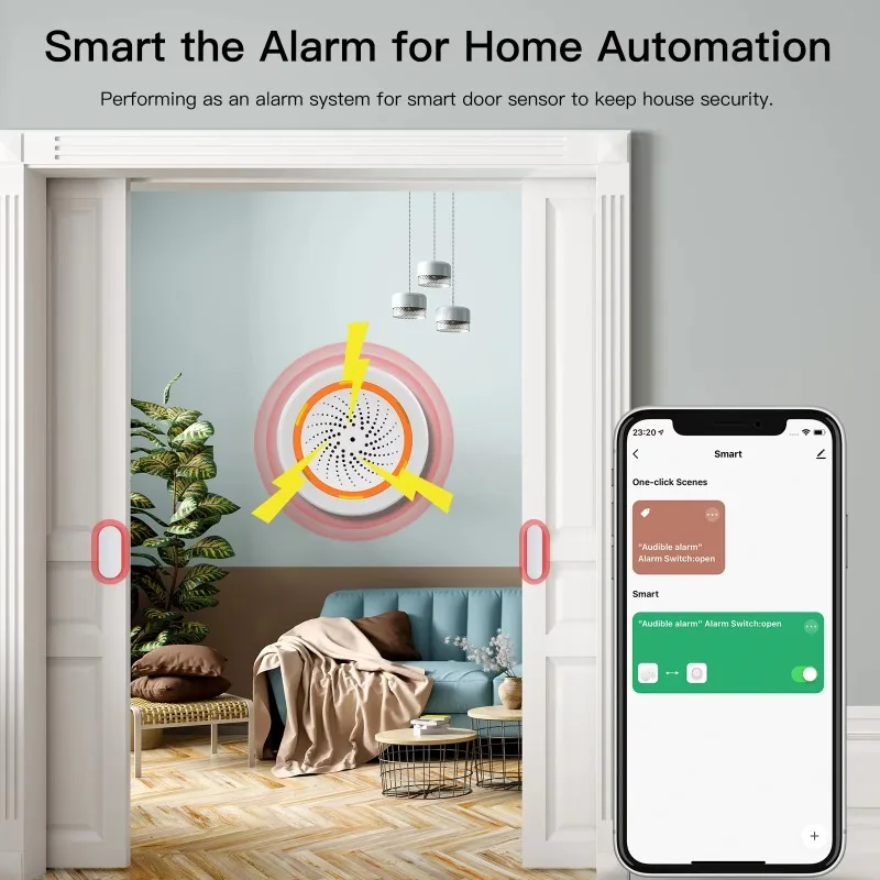 Tuya WiFi Smart Siren Sound Light Alarm Sensor Smart Life Audible Alarm Smart Home Security System App Control No Hub