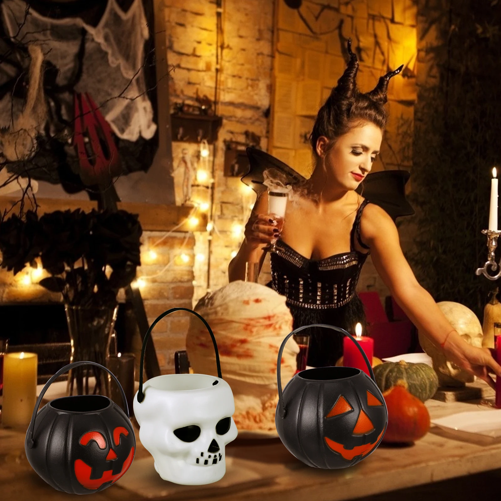 

18 Pcs Halloween Pumpkin Candy Buckets Mini Portable Containers Kids Party Snack Storage Decoration Gift Black