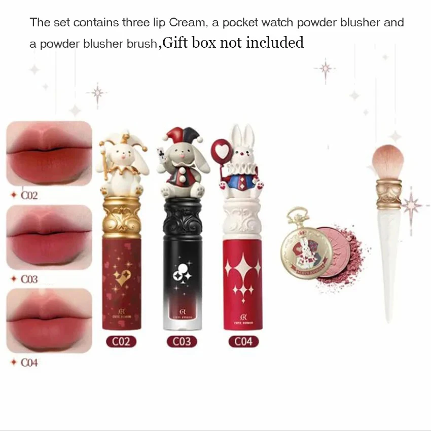 Cute Rumor Make Up Sets Cosmetics Full Set Liquid Lipstick Matte Blush Liquid Eyeshadow Brush 5pcs All In One