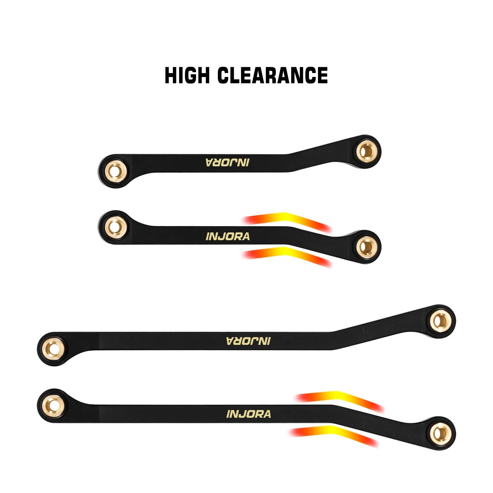 INJORA Black Coating Brass High Clearance Chassis Links for 1/18 Redcat Ascent-18 APEX