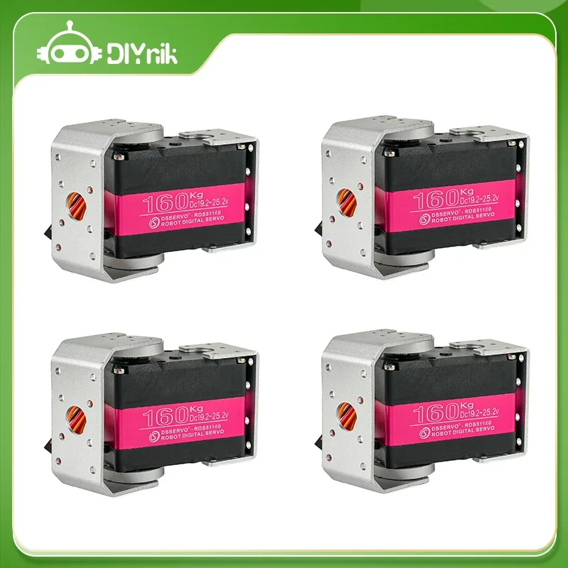 4 peças dsservo eixo duplo rds51160 160kg digital rc servo eixo duplo 24v suporte de engrenagem de aço de alto torque servos motor para braço robô