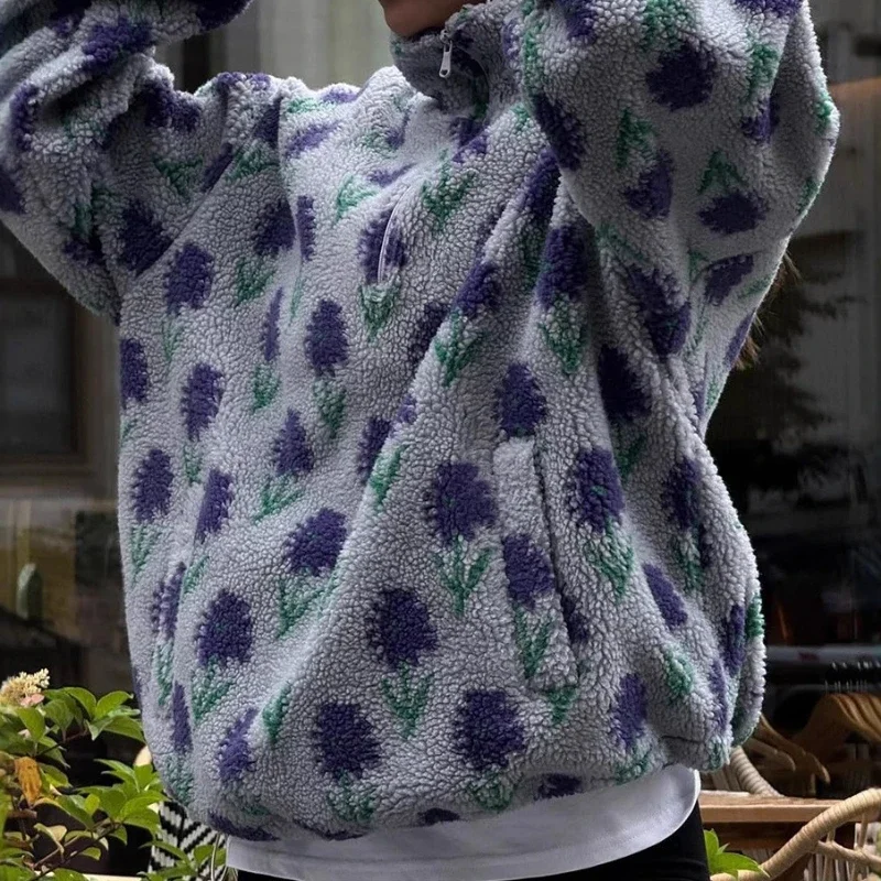 Pull à col roulé en polaire Jacquard, demi-fermeture éclair, nouvelle collection hiver 2025