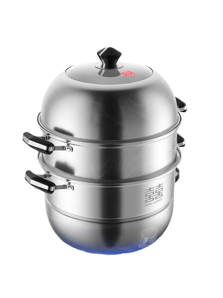 

Yy Multi-Layer Steamer Household 304 Stainless Steel Steamer Thickened and Large-Capacity