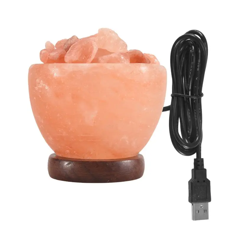 AA87 LED Colorful Color Changing Night Light Crystal Salt Lamp Air Purifier Decorative Bedside Table Lamp Ornament