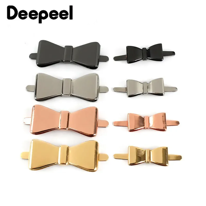 Deepeel 5/10Pcs Metal Bow-knot Buckles Shoes Handbag Leather Crafts Decor Label Buckle for DIY Hardware Sewing Accessories