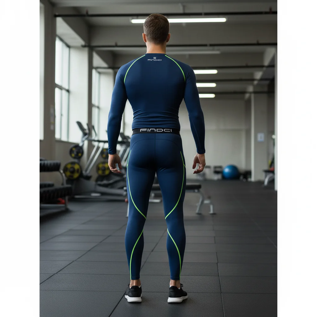 FINDCI Set da corsa sportivo da uomo Camicia a compressione + Pantaloni attillati sulla pelle Maniche lunghe Tuta da fitness ad asciugatura rapida Tute da yoga per palestra