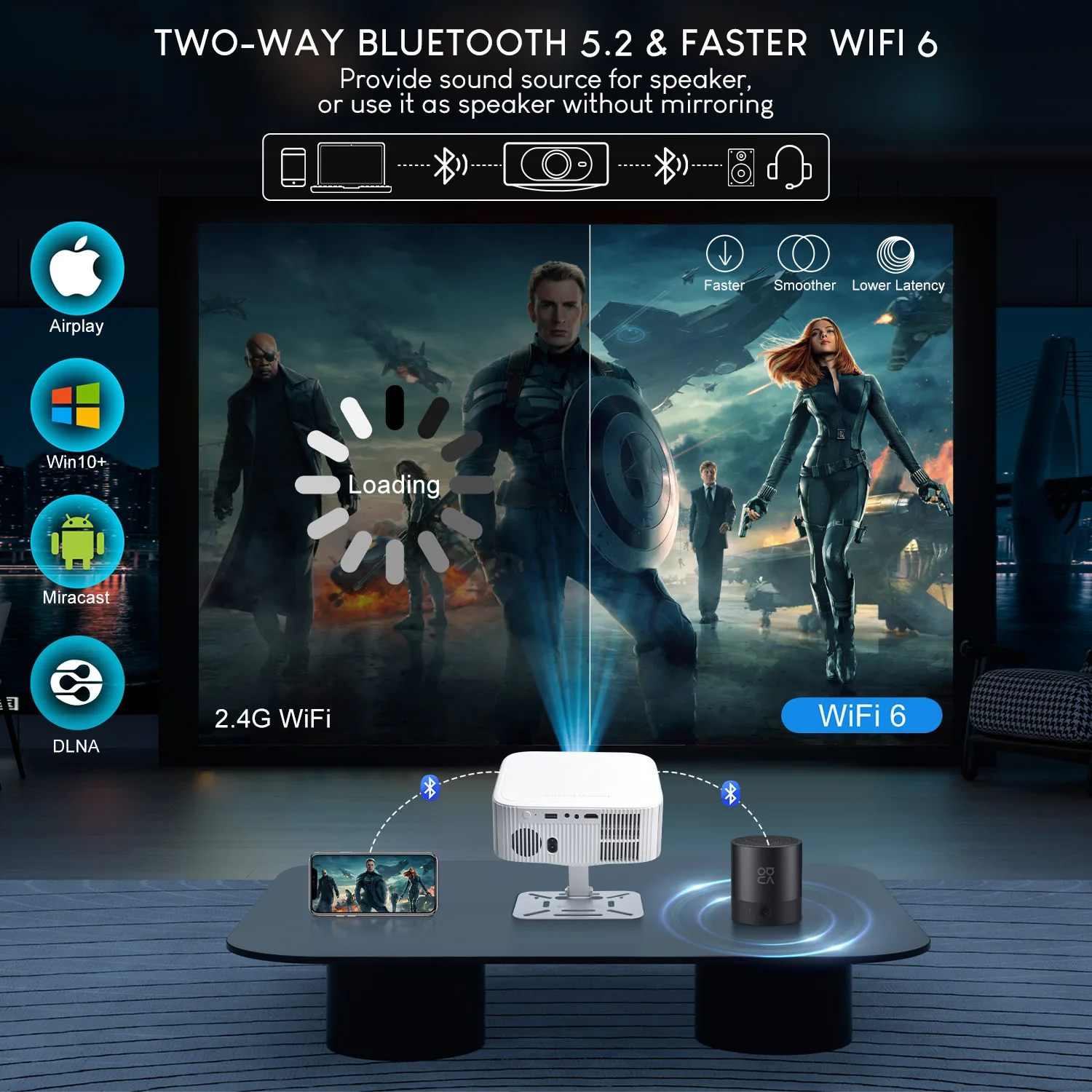 Salange Netflix Proyector P92MAX Smart Android 13 1080P BT5.2 WiFi6 12000L Enfoque electrónico Auto Keyston 4K Película HD Cine en casa