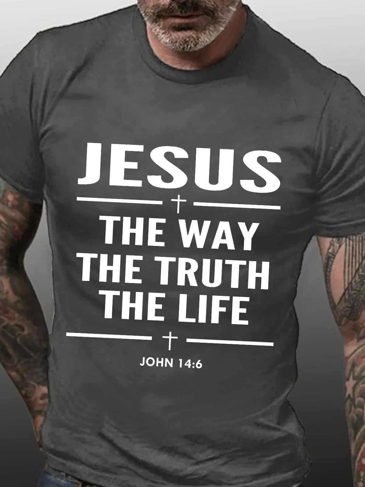 Jesus The Way The Truth The Life John 14:6 Christian Gift T-shirt   Graphic Print Casual Tee Shirts