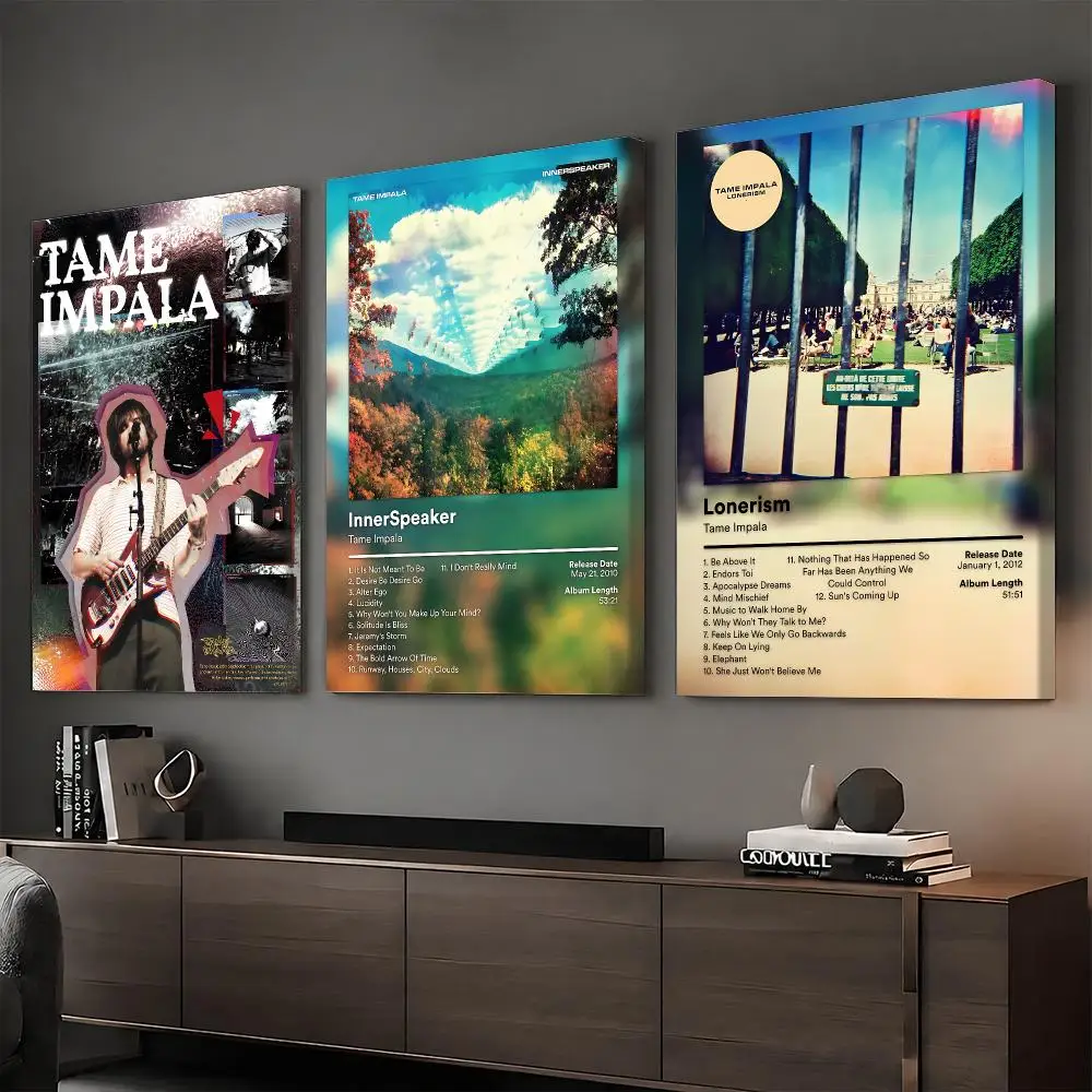 T-Tame Impala Singer Album Painting Calligraphy HD Modern Style Inner Frame Canvas Poster Bedroom Room Hallway Wall Art Decor