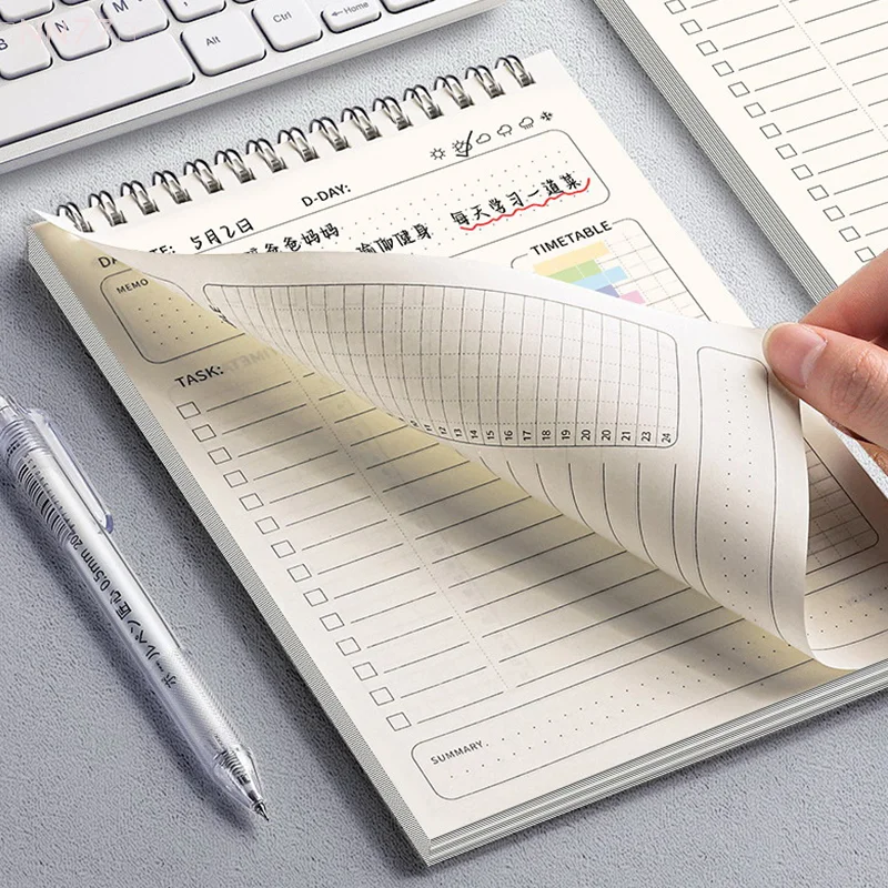 80 แผ่น Simple Planner Agenda SPIRAL Notebook ตาราง Planner หนา Notepad รายวันอุปกรณ์สํานักงานเครื่องเขียนนักเรียน