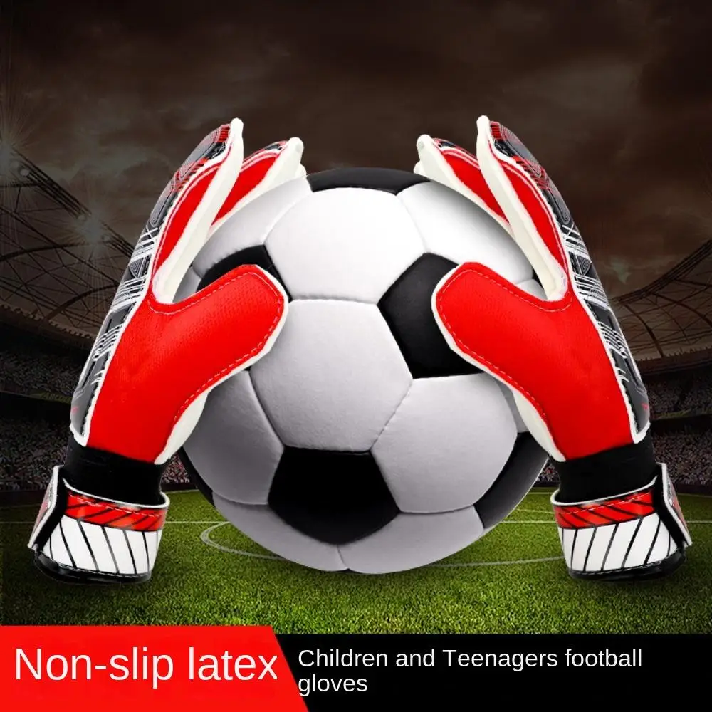 

1 Pair Finger Protection Goalkeeper Gloves Cushioning Antiskid Latex Gloves Breathable Wear Resistant Kids Goalie Gloves