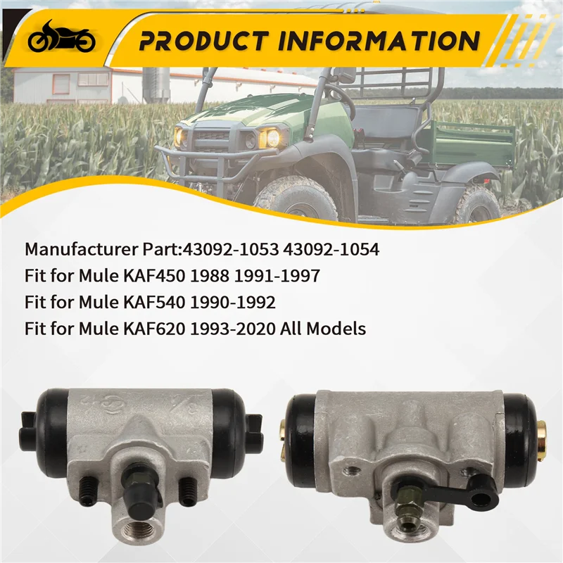 

4Pcs Front & Rear Brake Wheel Cylinders 43092-1053, 43092-1054 For Kawasaki Mule KAF450 1988 1991-1997