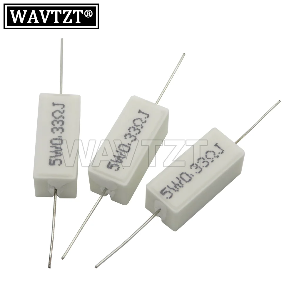 10 ชิ้น 5W ซีเมนต์ความต้านทาน 0.1 ~ 10k Ohm 0.33R 1R 10R 100R 0.22 0.33 1 10 100 1K 10K โอห์มตัวต้านทานซีเมนต์