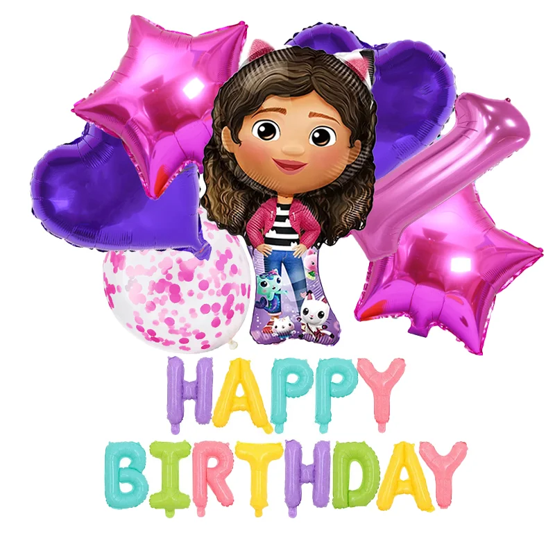 

Gabby Dollhouse Birthday Balloon Party Decoration Number 1-9 Set Film Balloons Toys Girls Baby Shower Party Decor Supplies Gift
