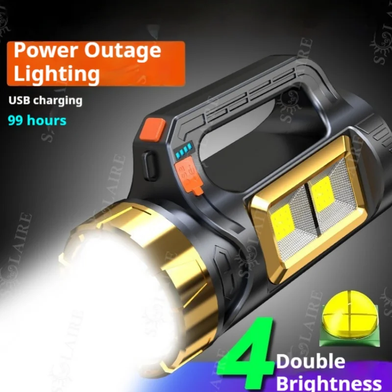 

High Power Ultra-Bright Flashlight Strong Light Rechargeable Handheld Lamp Searchlight Outdoor Long-Range Emergency Long Battery