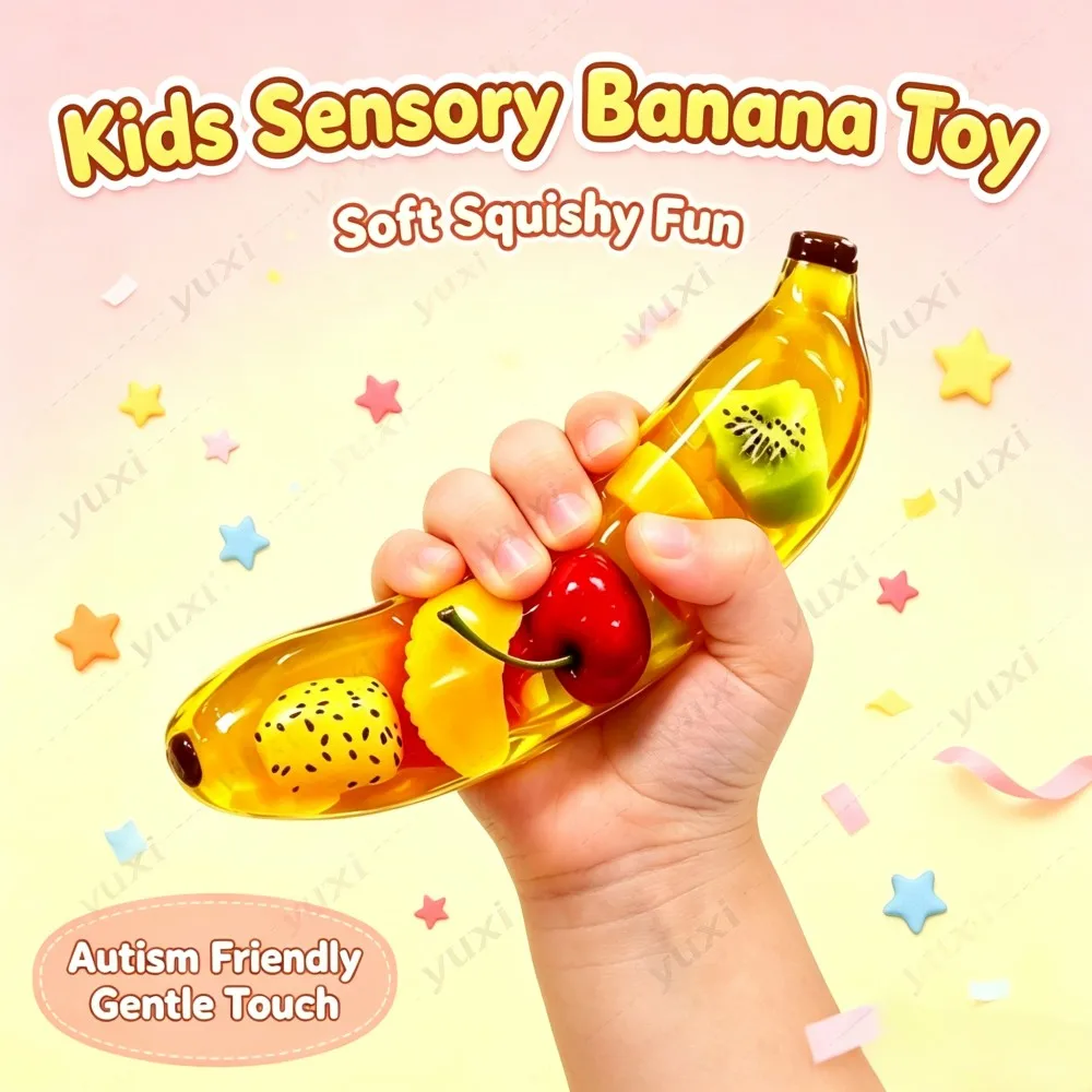 Banana Gummy Toy Slow Recovery Soft Hand Toy Lightweight  And Portable Stress Relieving Toy Perfect Christmas Gift For Children