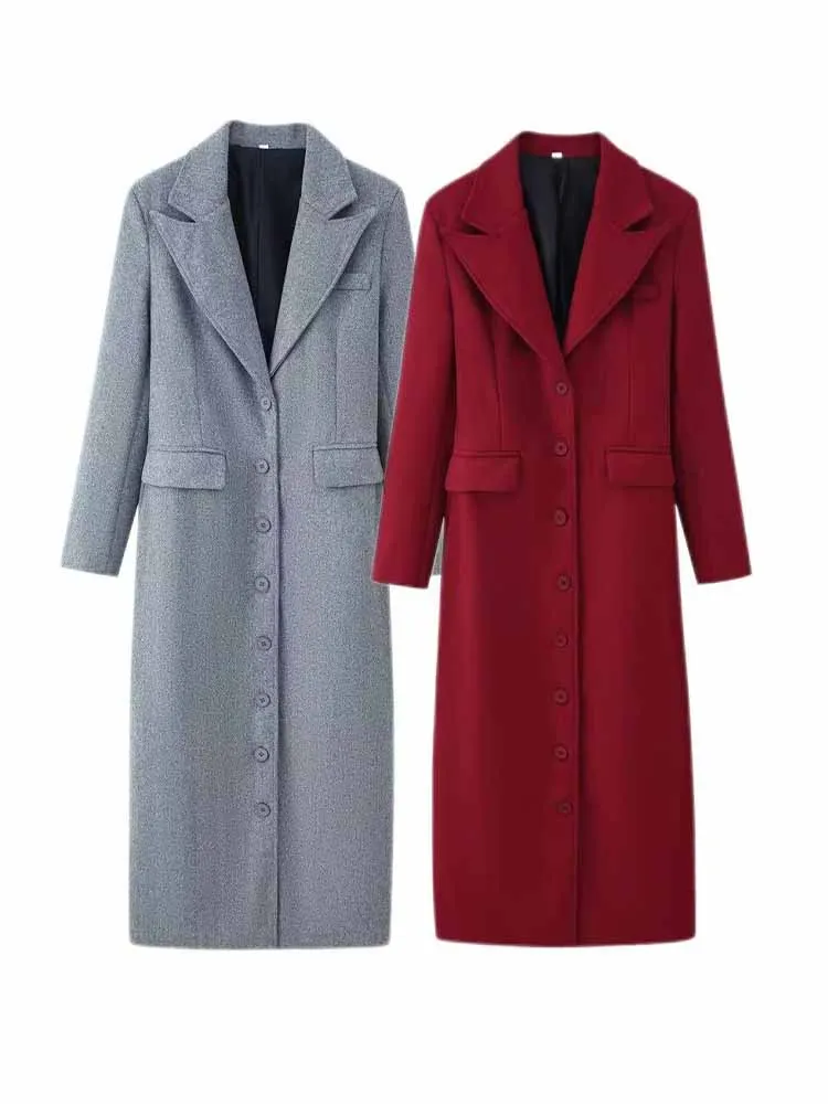 

HH Woman Spring Fashion Long Sleeves Solid Color Tighten The Waist Pocket Decoration Long Coat Female Casual Commuting Coat