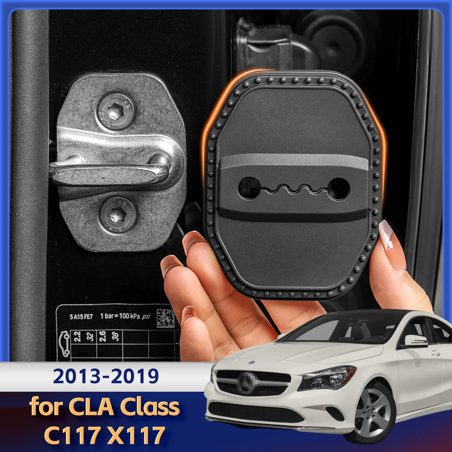 2/4 قطعة سيليكون قفل باب السيارة غطاء واقية الديكور الحال بالنسبة لمرسيدس بنز CLA الفئة C117 X117 2013-2019 2016 2017 2018 #1