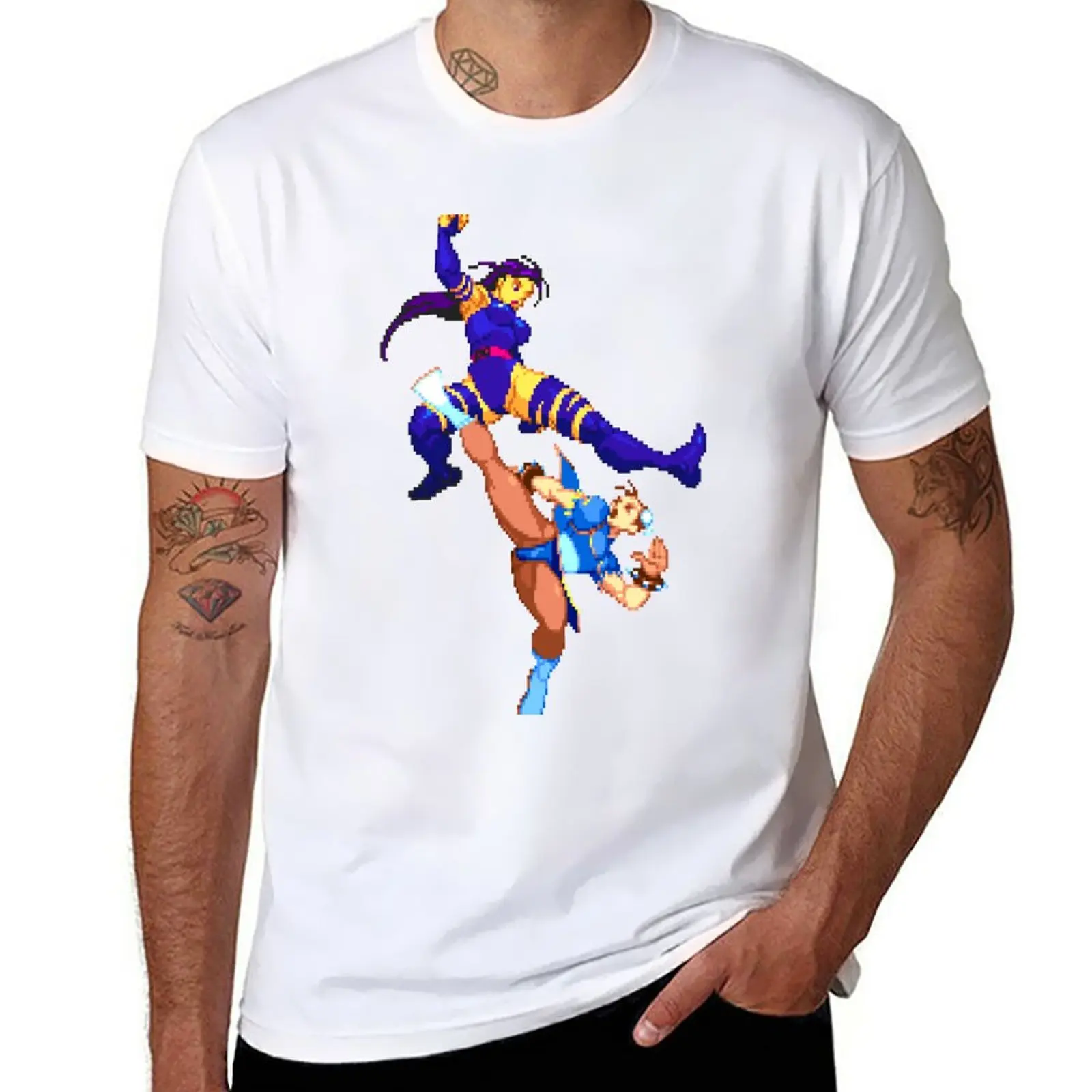 Psylocke vs Chun Li T-Shirt anime Short sleeve tee mens funny t shirts