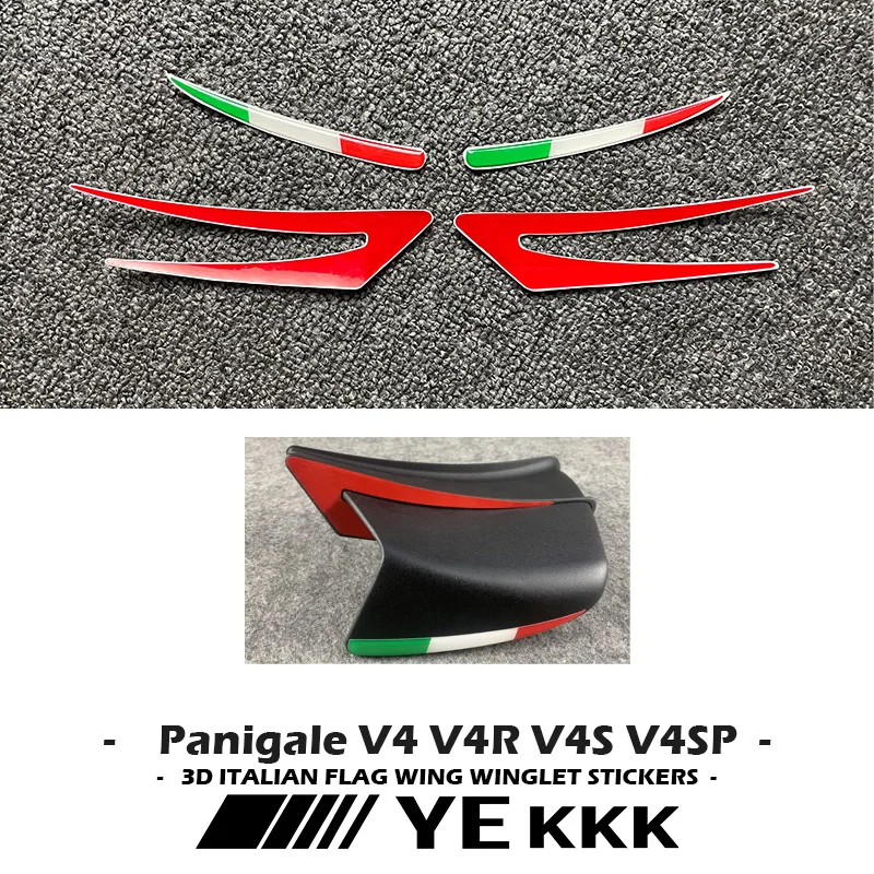 

3D Sticker Decals Aerodynamic Wing Sticker Red Overlay Sticker For Ducati Panigale V4 V4R V4S V4SP SBK Italy Tricolor Flag