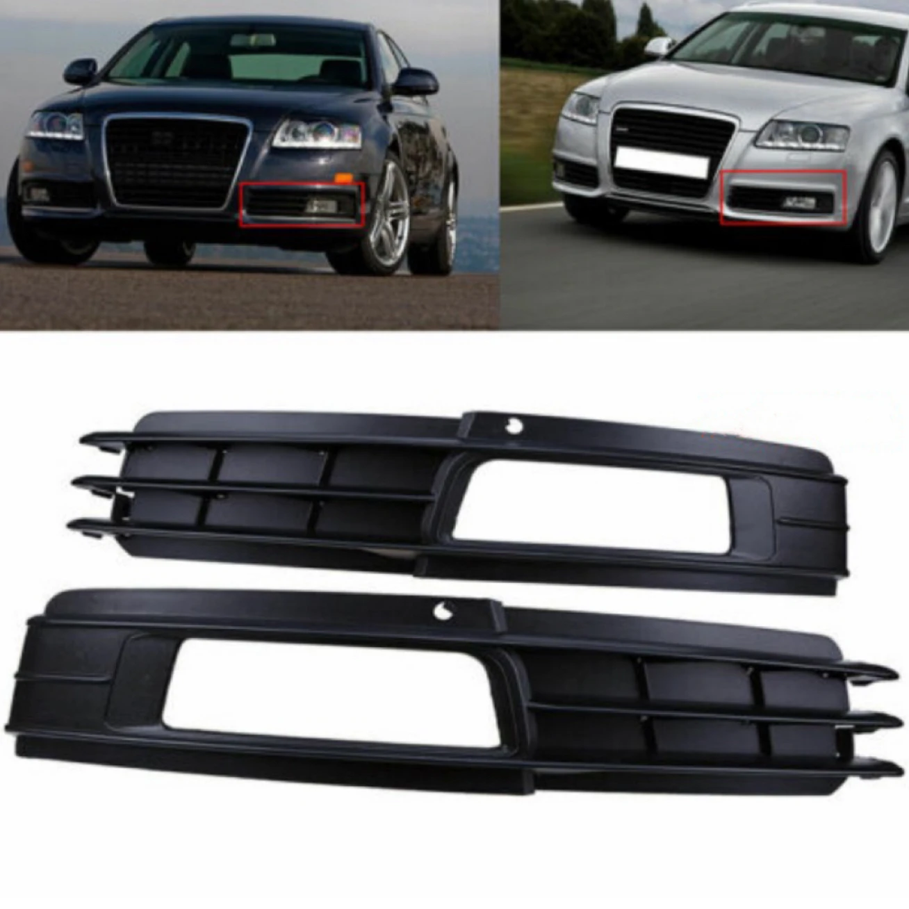 

Car Fog Lights Grill Cover Bumper Lower Grille for Audi A6 C6 4F 2009 2010 2011