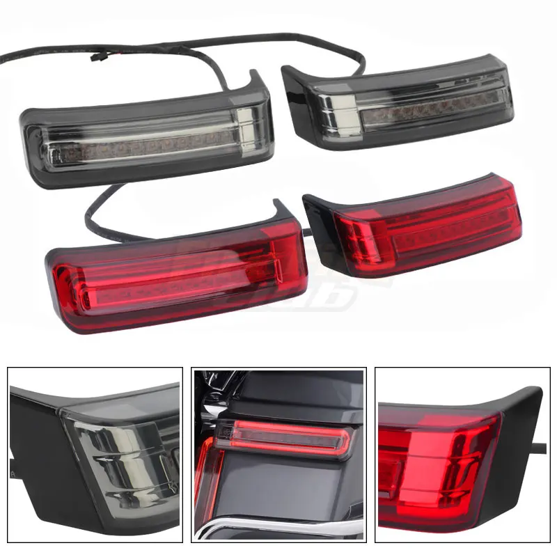 2xMotorcycle LED SaddleBag Turn Lamp Light Run Brake Light For Harley Touring Street Glide Road King FLHR Limited CVO 1997-2013