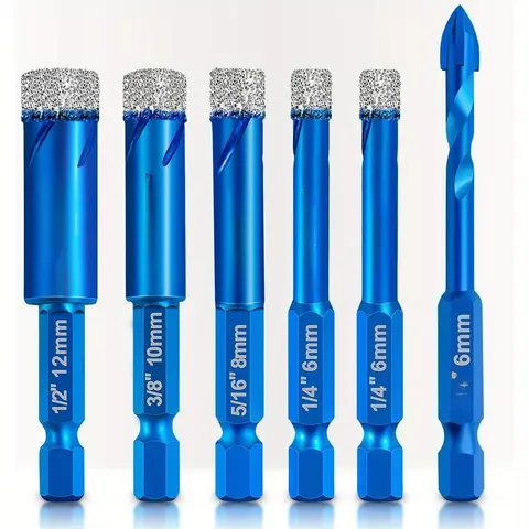 6pcs  Drill Bit Set for Hard Tiles Ceramic Porcelain Stoneware Marble Granite