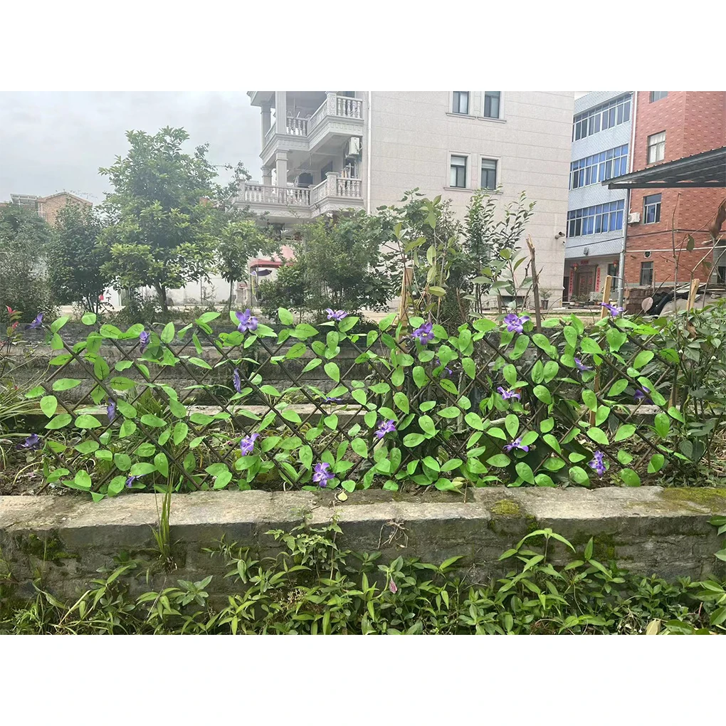 Pagar Simulasi Pagar Teleskopik Bunga Palsu Daun Hijau Pagar Kayu Daun Ivy Palsu Buatan untuk Bangunan Dekorasi Taman