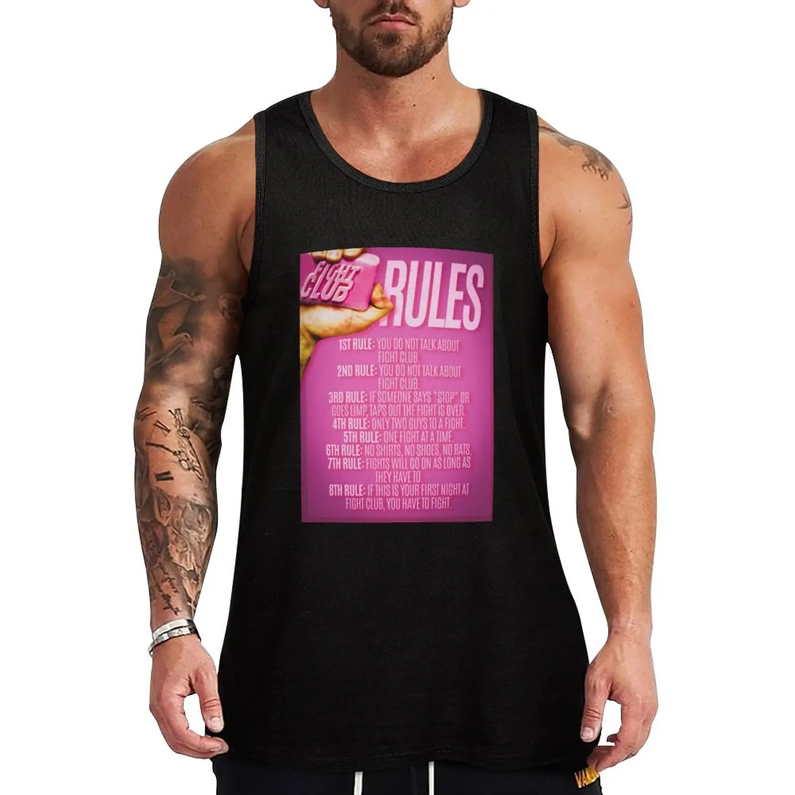 

Fight Club Rules Tank Top new in tops & t-shirt mens gym clothes training weight vest sleeveless gym shirt man fitness