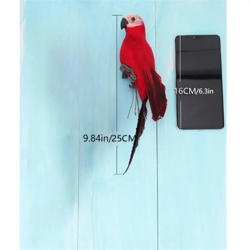25cm Handmade Simulation Parrot Creative Feather Lawn Figurine Ornament Animal Bird Garden Decoration Miniature