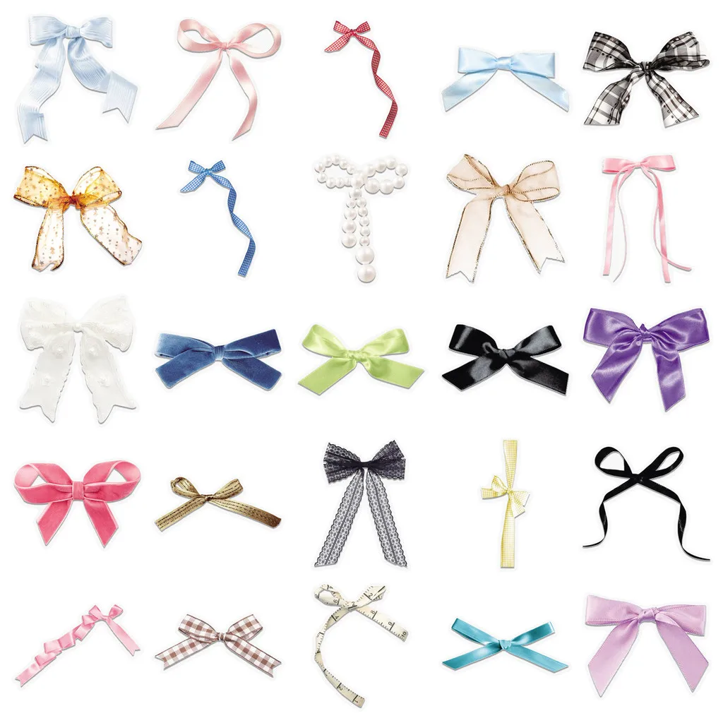50 Pieces Bowknot Transparent Stickers Fresh Cute PET Decals with Girly Vibe for Journals Notebooks BulingBulingStickers Store