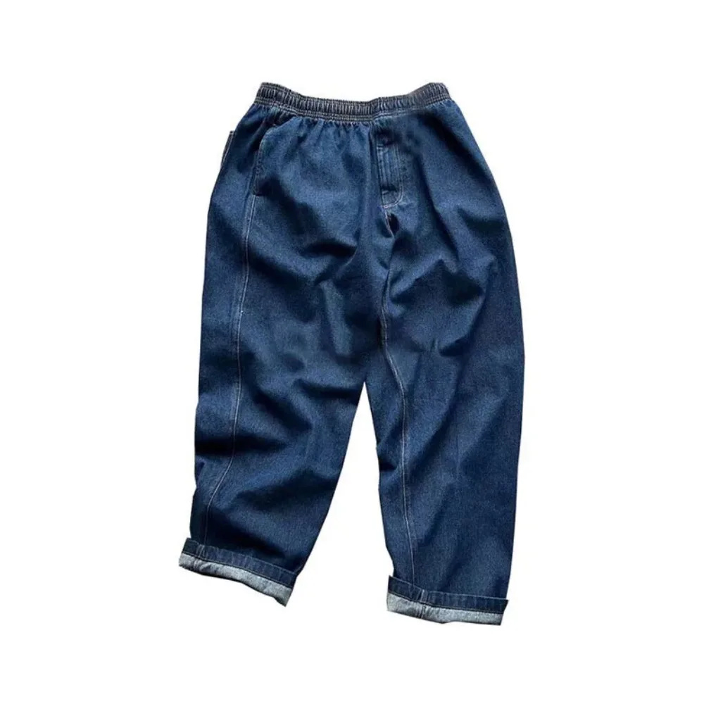 22SS Japanese Loose Casual Retro City Boy Style Drawstring Washed Tapered Denim Pants for Men