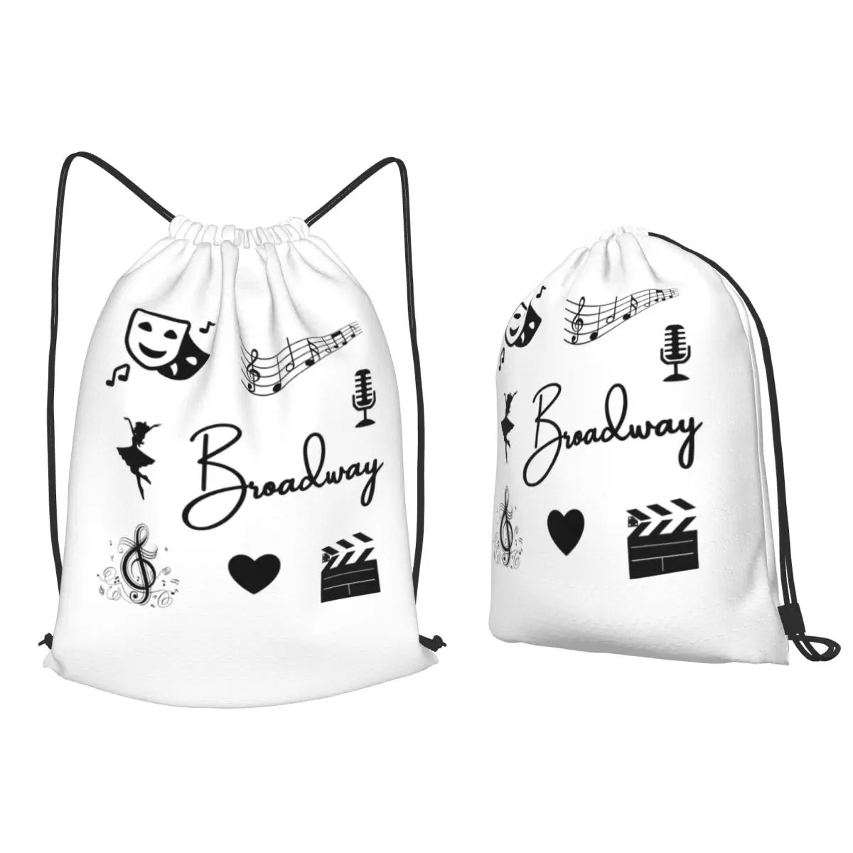Musical Theatre Sticker Pack Backpacks Portable Drawstring Bags Sports Bag Book Bags for Man Woman Students