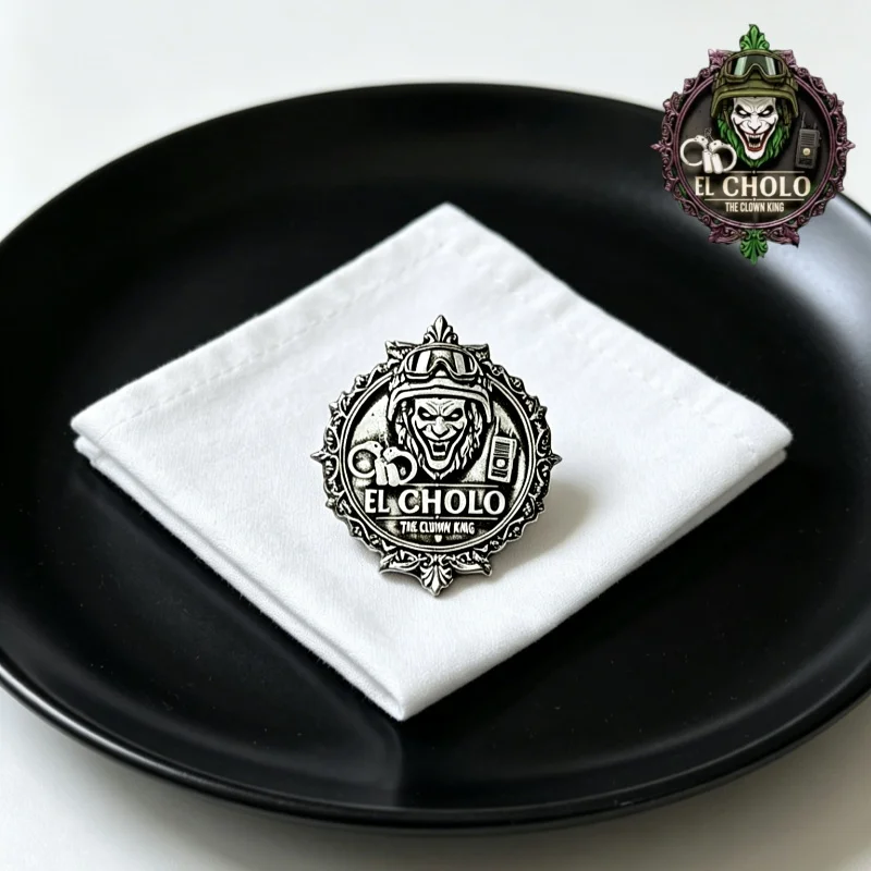 Custom Clown Logo Brooch Personalized Retro Gothic stainless steel Metal Badge for Jackets Hats Clothing for Men Women view 4