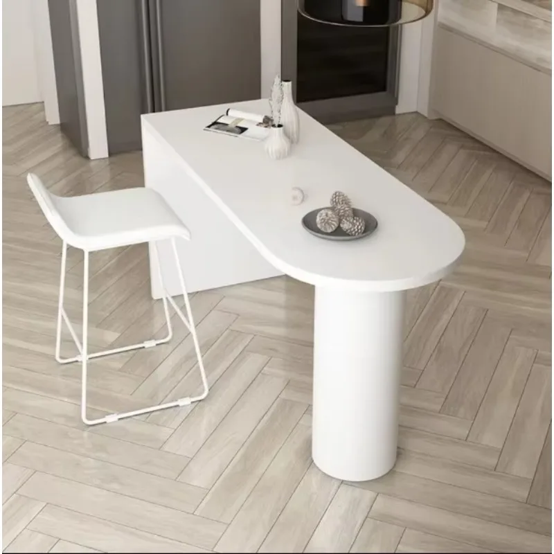 Light luxury marble rock slab kitchen island bar
