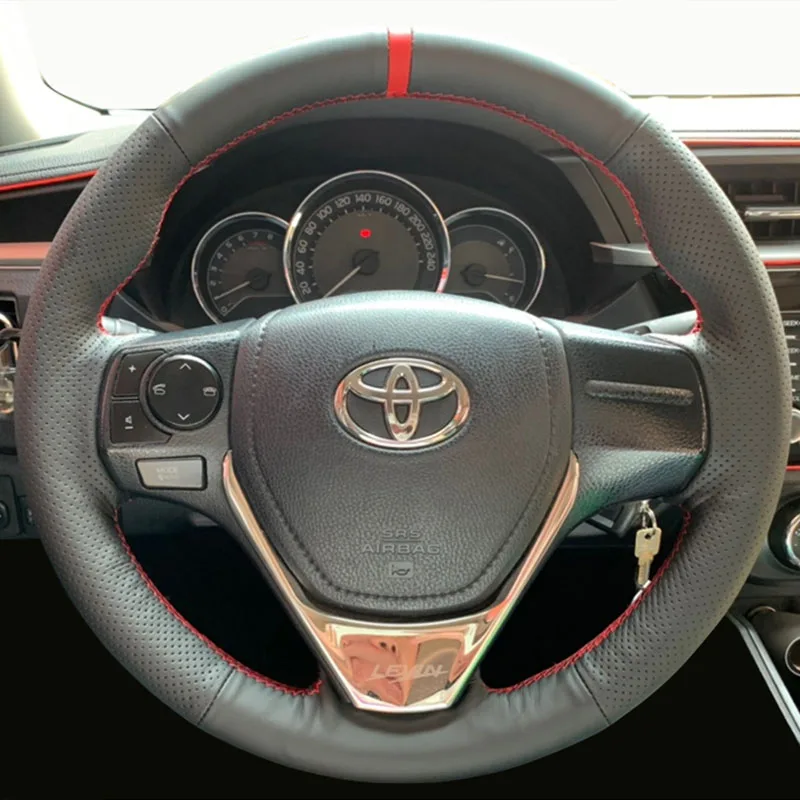 

Hand Stitched non-slip Genuine Leather car Steering Wheel Cover For Toyota RAV4 Corolla Corolla iM (US) 2013-2019 auto parts