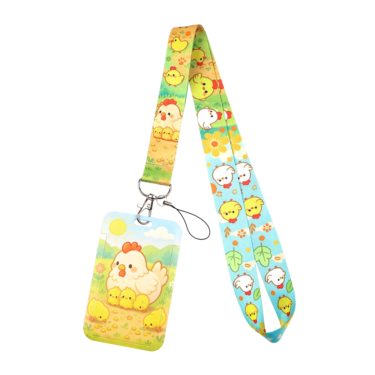 Funny Black Cat Credential Holder Lanyard, Koi Fish Pattern