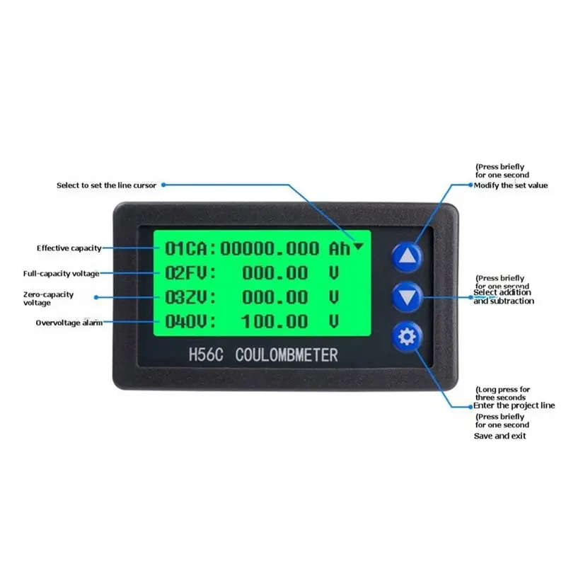 DTB7 H56CS DC100V Multifunction Wireless Coulometer Battery Capacity Tester Voltmeter Ammeter 10A LCD Backlight