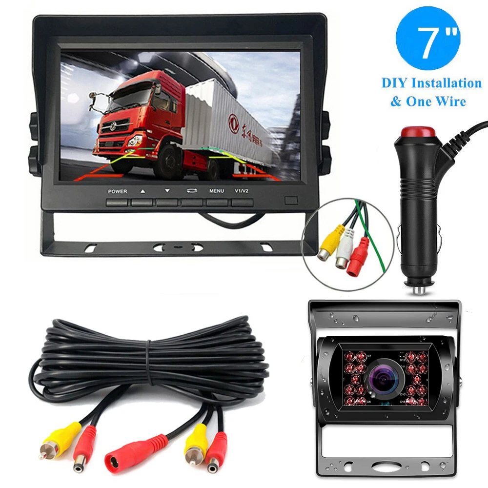 

Bileeko 7" Monitor18LED Waterproof Camera Rear View Backup Camera Reverse HD Night Visionr Car Truck RV