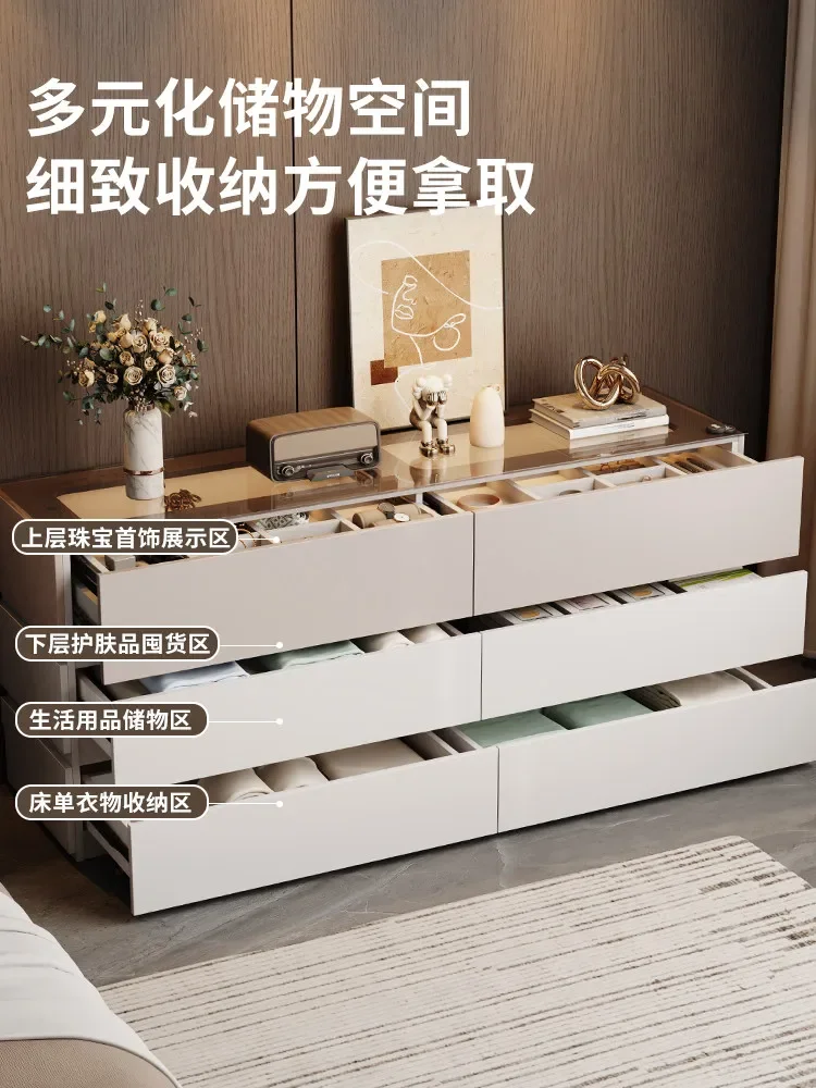 Solid wood chest, bedroom modern simple bedside storage cabinet, living room wall storage cabinet, household drawer storage cabi